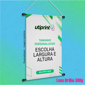 Banner em lona Starflex 440g por m2 Lona 440g   Brilho Bastão e cordinha 