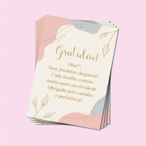 Cartão de agradecimento 100und 7x10cm offset 180 g ou 240g 7x10   CORTE RETO 