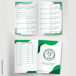Carteira Vacinação Veterinaria Offiset 180G 15x21cm Frente e verso colorido  Corte Reto 
