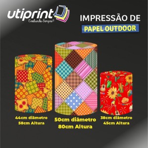 Kit papel outdoor cilindro festa Papel Outdoor 90g   Semi Brilho Corte reto ou redondo 