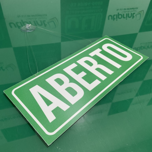 Placa Aberto e Fechado Pvc Pvc e Adesivo Vinil 22x10    